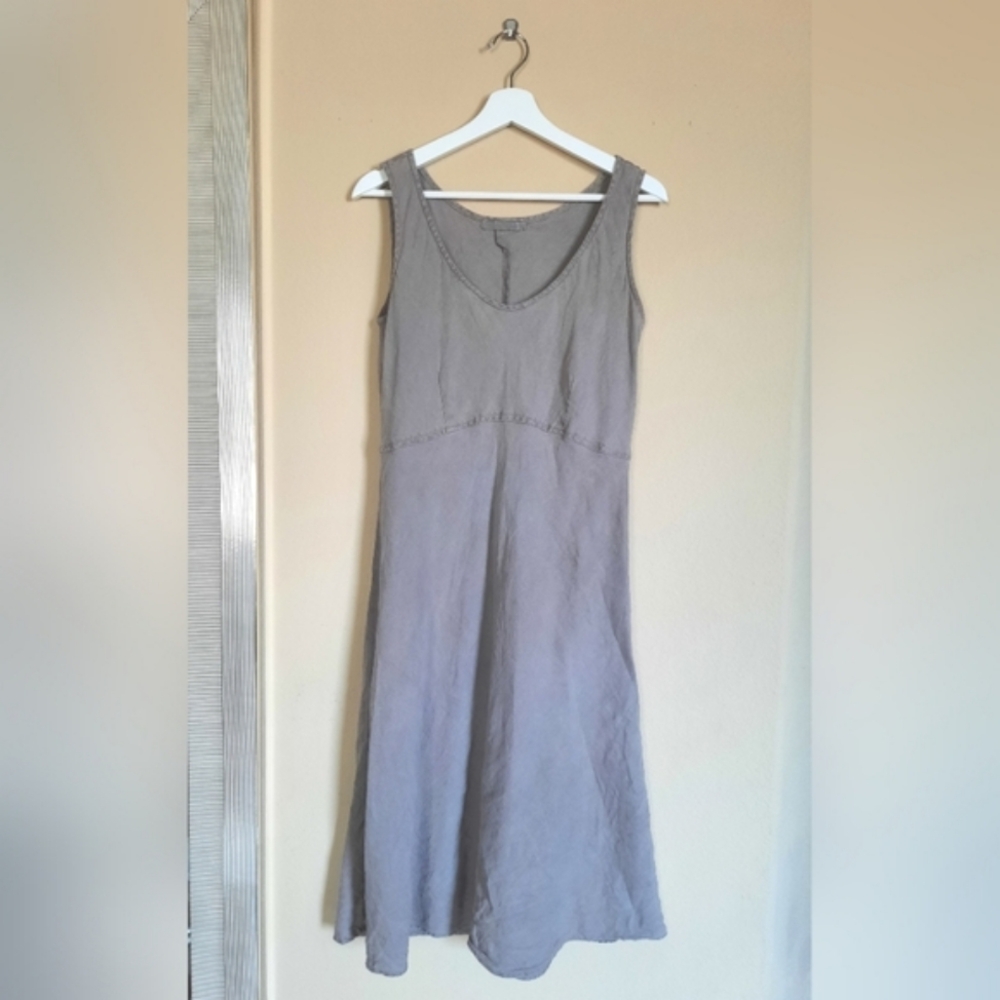 Cut Loose 100% Linen Lagenlook Taupe Dress Minimal Minimalist
